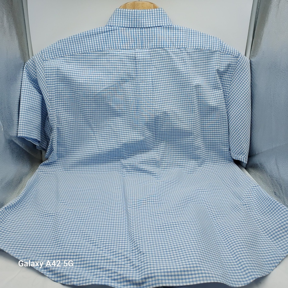 Ralph Lauren Mens XL Classic Fit Gingham Short Sleeve Button Down Shirt Bl/white - Picture 7 of 7